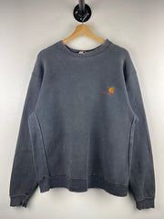 Vintage 90s Carhartt Embroidered Faded Black Crewneck