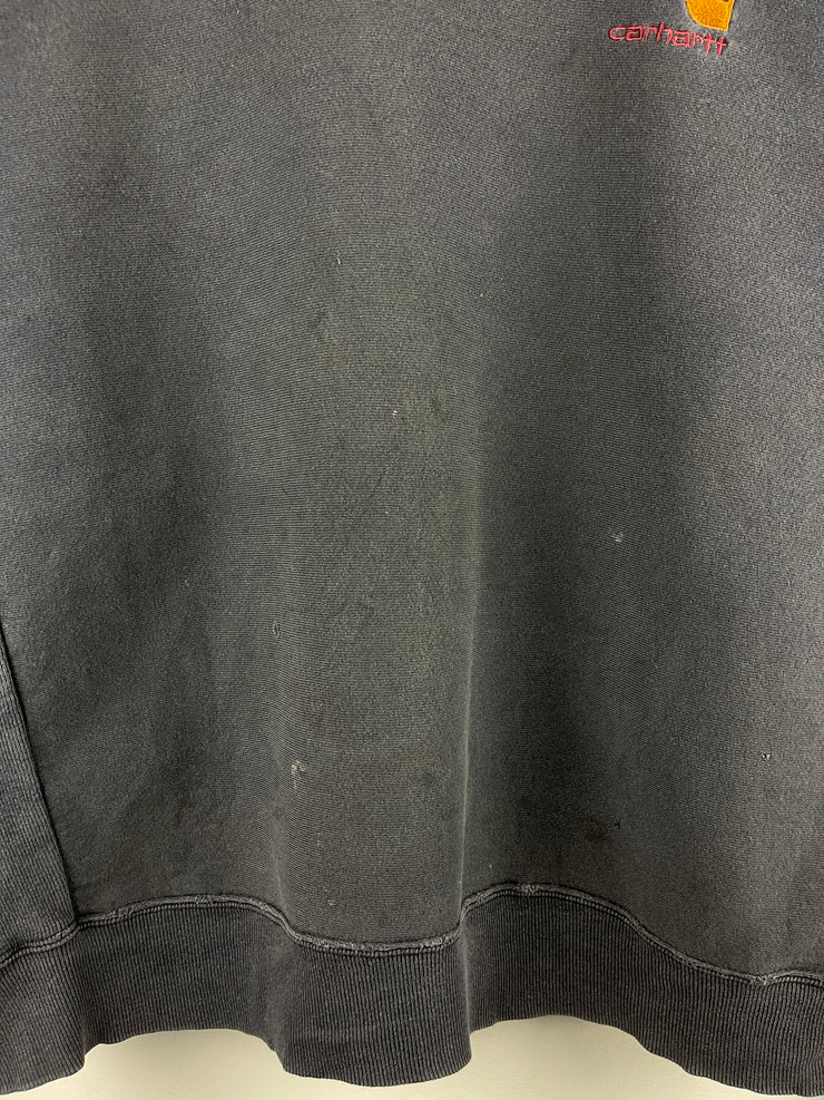Vintage 90s Carhartt Embroidered Faded Black Crewneck