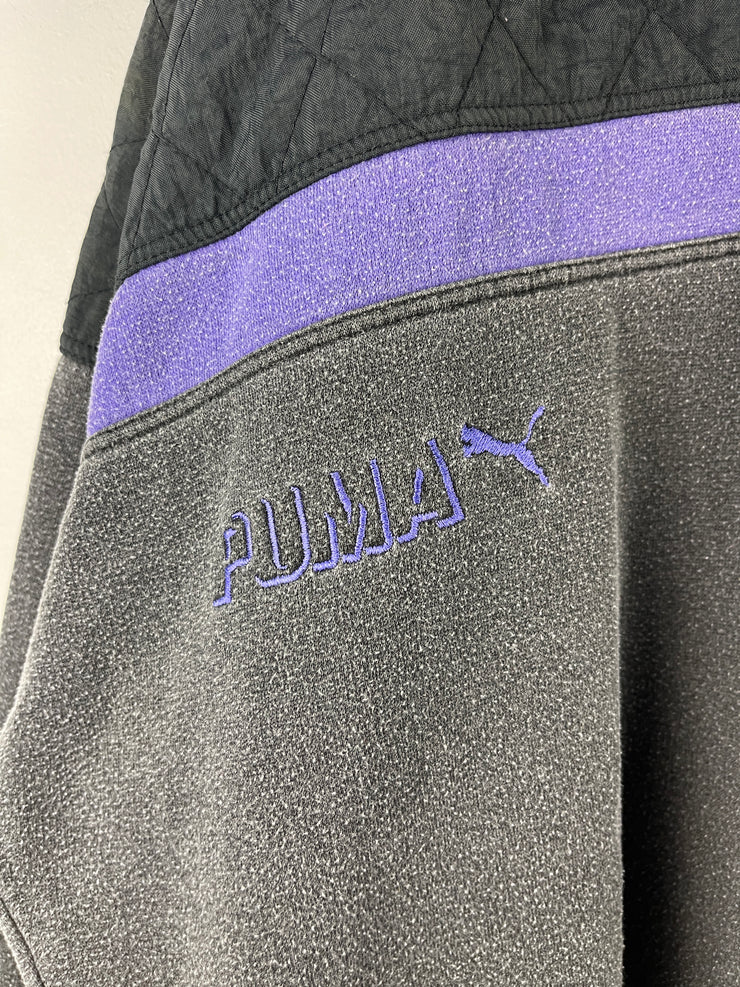 Vintage 90s Puma Embroidered Grey & Purple Crewneck