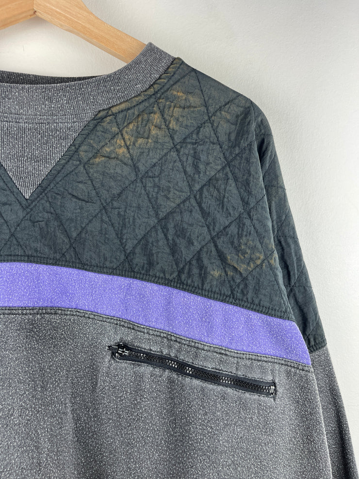 Vintage 90s Puma Embroidered Grey & Purple Crewneck