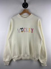 Vintage 90s Disney Mickey & Co Embroidered Butter Yellow Crewneck