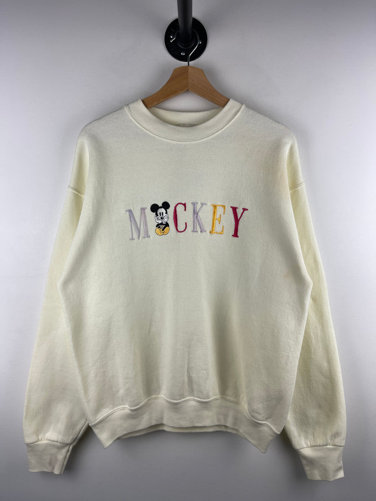Vintage 90s Disney Mickey & Co Embroidered Butter Yellow Crewneck