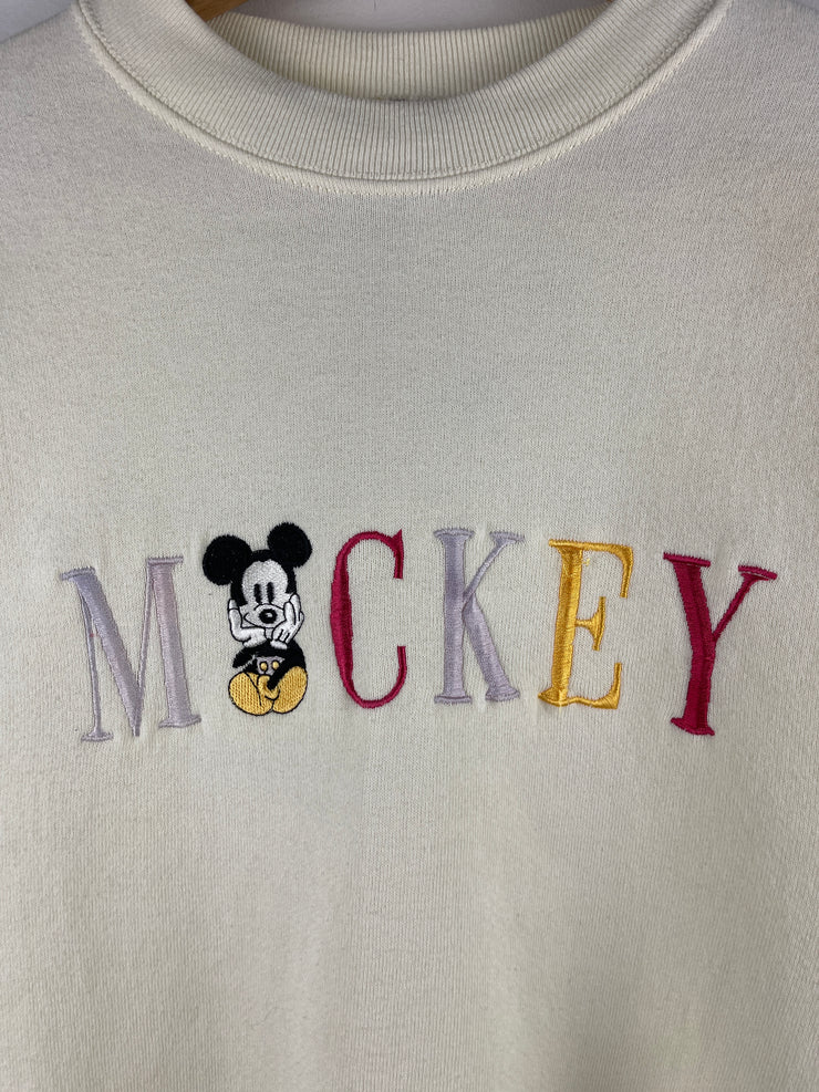 Vintage 90s Disney Mickey & Co Embroidered Butter Yellow Crewneck