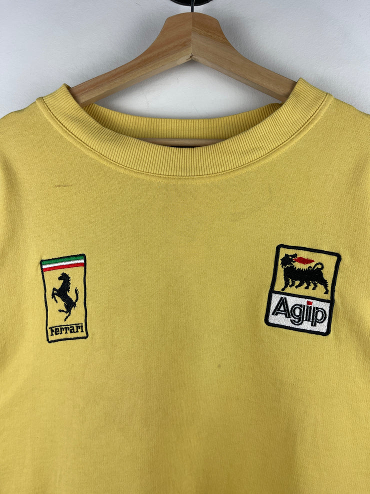 Vintage 80s Ferrari Agip F1 Yellow Crewneck