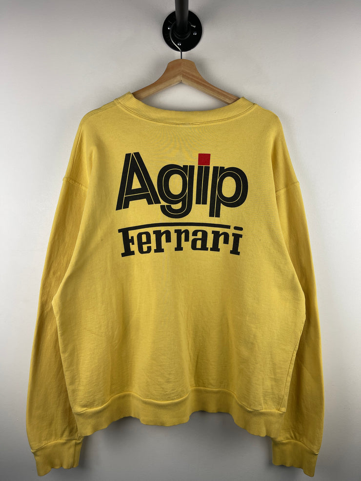 Vintage 80s Ferrari Agip F1 Yellow Crewneck