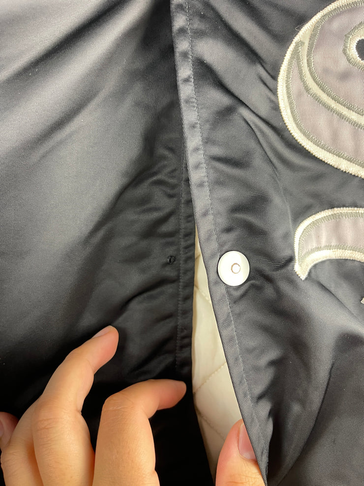 Vintage 80s MLB Bee Chicago White Sox Black Satin Bomber Jacket