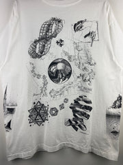Vintage 90s MC Escher Art All Over Print White Tee