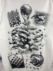 Vintage 90s MC Escher Art All Over Print White Tee
