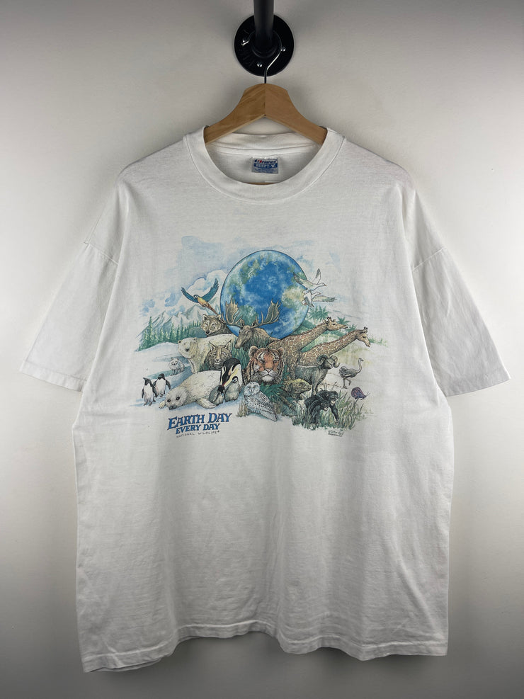 Vintage 90s Earth Day National Wildlife White Tee