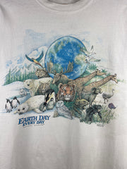 Vintage 90s Earth Day National Wildlife White Tee