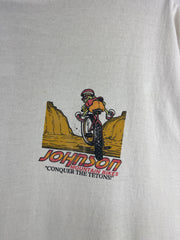 Vintage 90s Big Johnson Mountain Bikes Comedy White Tee