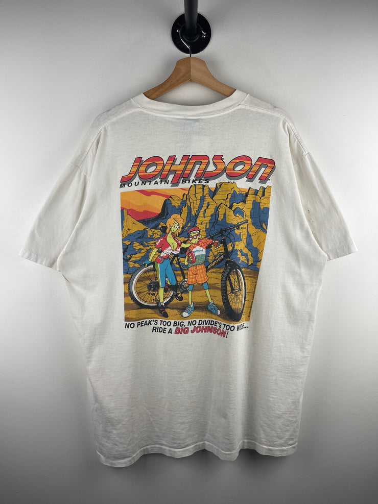 Vintage 90s Big Johnson Mountain Bikes Comedy White Tee
