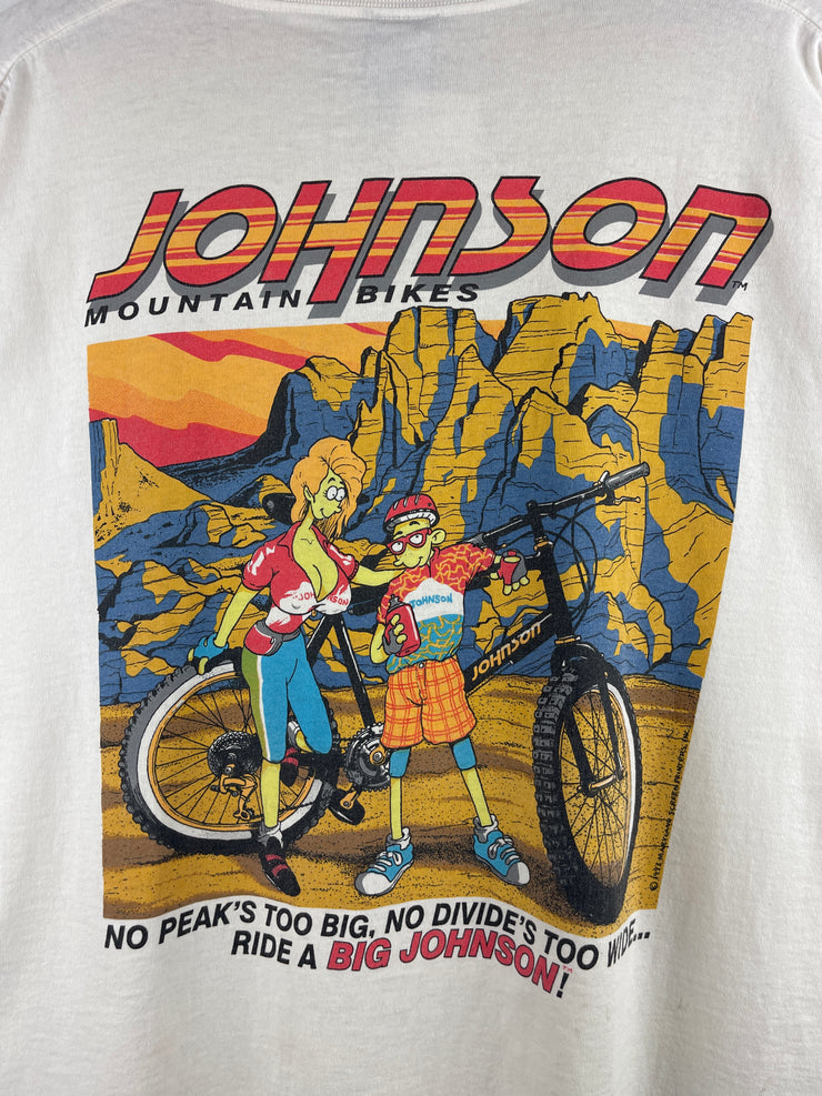 Vintage 90s Big Johnson Mountain Bikes Comedy White Tee