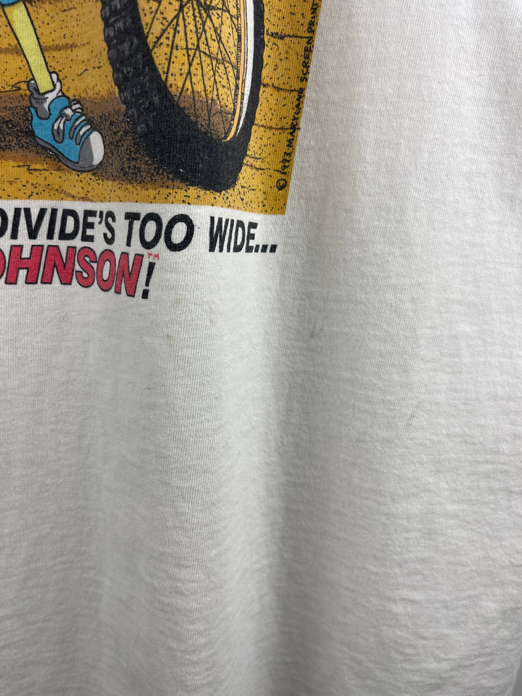 Vintage 90s Big Johnson Mountain Bikes Comedy White Tee
