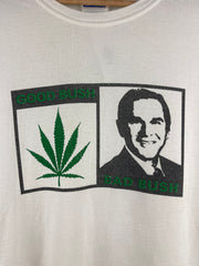 Vintage 90s George Bush Good Bush Bad Bush Weed Comedy White Tee