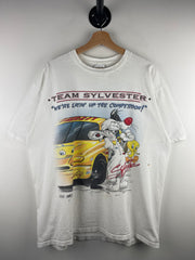 Vintage 90s Nascar Looney Tunes Team Sylvester White Tee