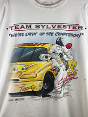 Vintage 90s Nascar Looney Tunes Team Sylvester White Tee