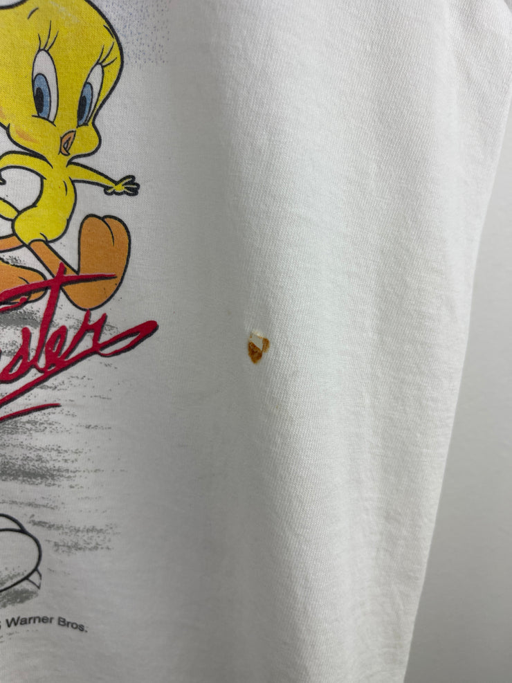 Vintage 90s Nascar Looney Tunes Team Sylvester White Tee