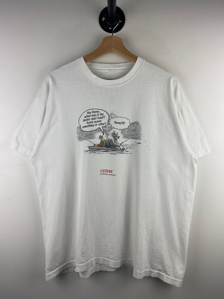 Vintage 90s Cedax Ceftibuten Drug Promo White Tee