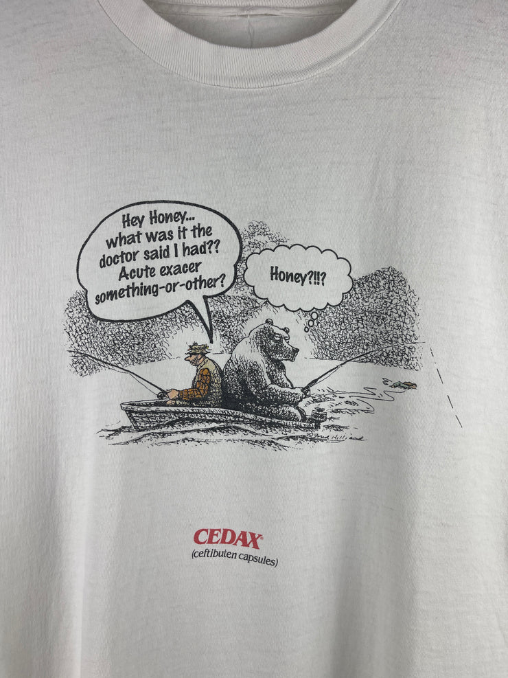 Vintage 90s Cedax Ceftibuten Drug Promo White Tee