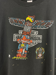 Vintage 90s Harley Davidson Totem Poll Alaska Black Tee