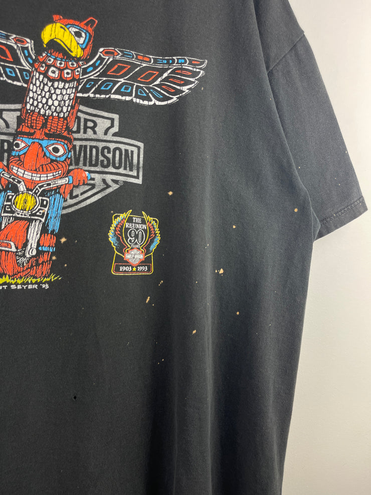 Vintage 90s Harley Davidson Totem Poll Alaska Black Tee