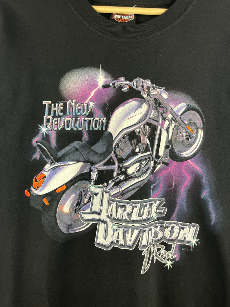 Vintage 2001 Harley Davidson V Rod Lightning Buffalo New York Black Tee
