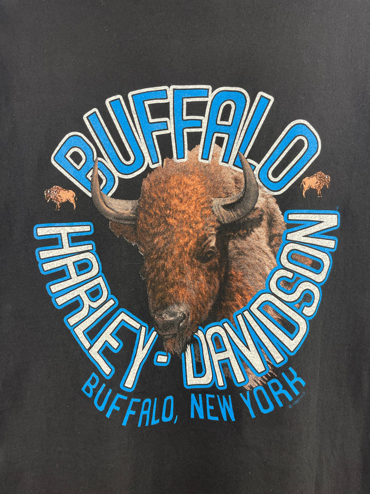 Vintage 2001 Harley Davidson V Rod Lightning Buffalo New York Black Tee