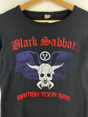 Vintage 1982 Black Sabbath British Tour European Dates Parking Lot Black Tee