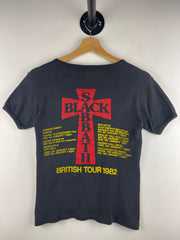 Vintage 1982 Black Sabbath British Tour European Dates Parking Lot Black Tee