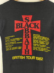 Vintage 1982 Black Sabbath British Tour European Dates Parking Lot Black Tee