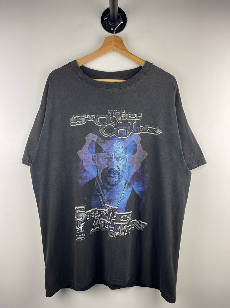 Vintage 90s WWF Stone Cold Steve Austin Glow In The Dark Black Tee