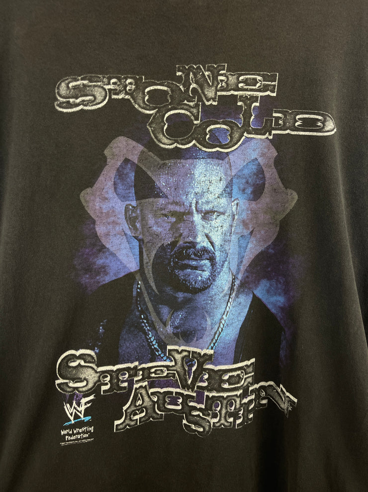 Vintage 90s WWF Stone Cold Steve Austin Glow In The Dark Black Tee