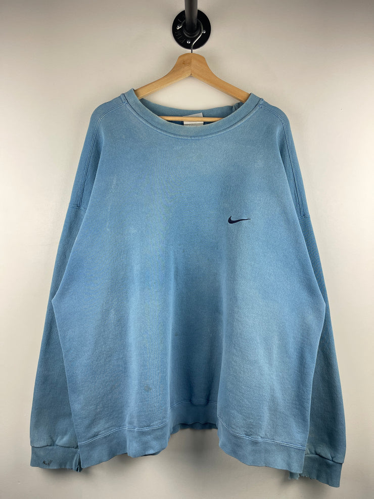 Vintage 90s Nike Mini Swoosh Baby Blue Crewneck
