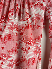 Vintage 90s Costa Blanca Women's Red & White Flowy Long Sleeve