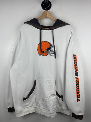 Vintage NFL Reebok Cleveland Browns Embroidered White & Brown Hoodie