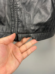 Vintage 90s Gap Cropped Straight Cut Black Leather Jacket