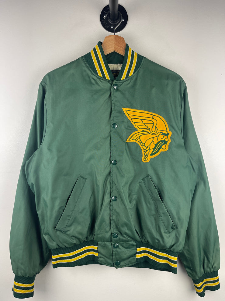 Vintage 80s Vikings Baseball Green Varsity Bomber Jacket