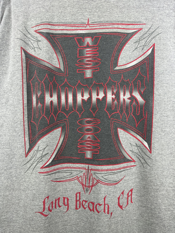 Vintage West Coast Choppers Long Beach Grey & Red Tee