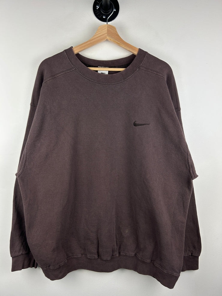 Vintage 90s Nike Mini Swoosh Tonal Brown Crewneck
