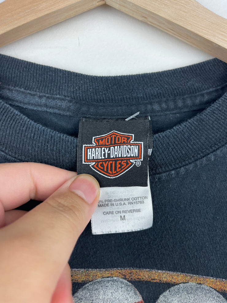 Vintage 2006 Harley Davidson Pool 8 Ball Flames South Dakota Black Long Sleeve