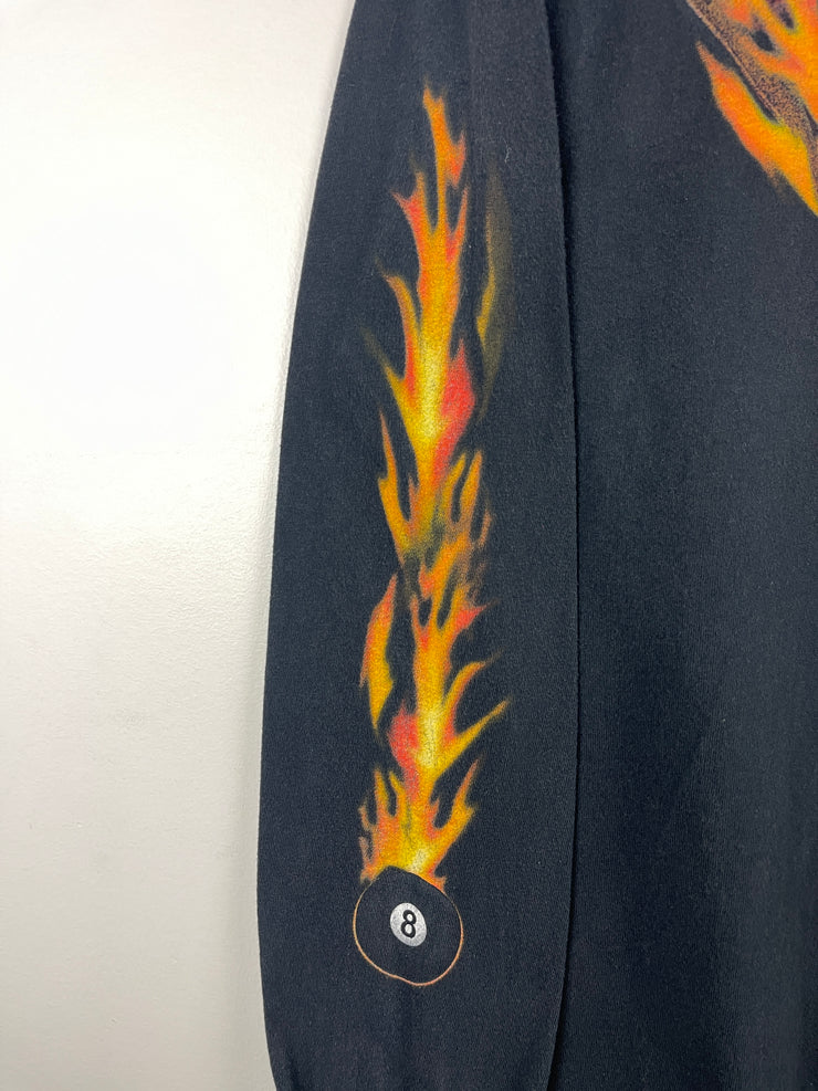 Vintage 2006 Harley Davidson Pool 8 Ball Flames South Dakota Black Long Sleeve
