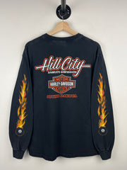 Vintage 2006 Harley Davidson Pool 8 Ball Flames South Dakota Black Long Sleeve