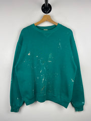 Vintage 70s Russell Athletic Paint Splattered Teal Crewneck