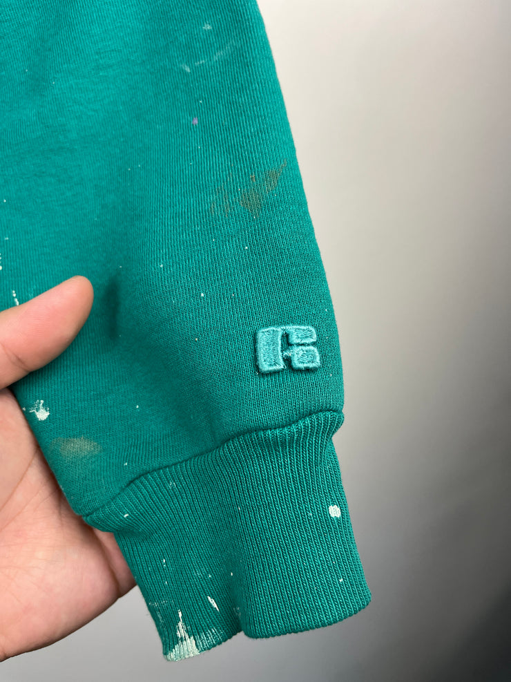 Vintage 70s Russell Athletic Paint Splattered Teal Crewneck