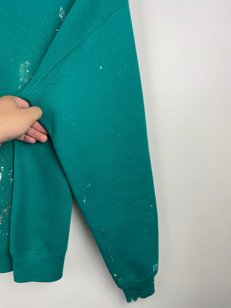 Vintage 70s Russell Athletic Paint Splattered Teal Crewneck