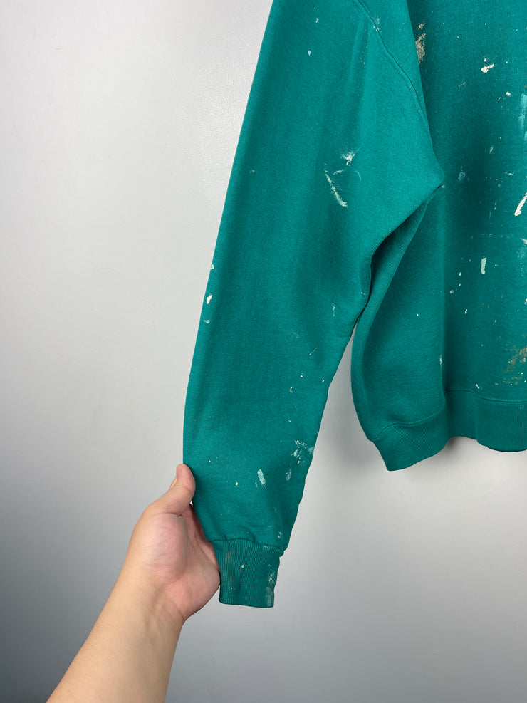 Vintage 70s Russell Athletic Paint Splattered Teal Crewneck