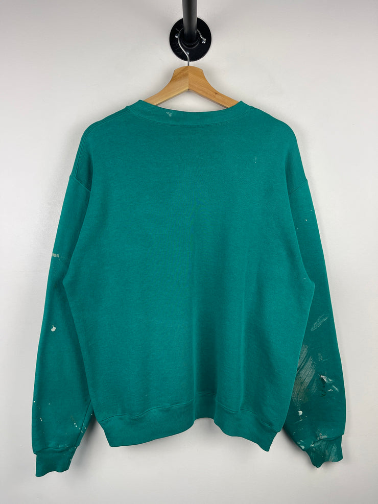 Vintage 70s Russell Athletic Paint Splattered Teal Crewneck