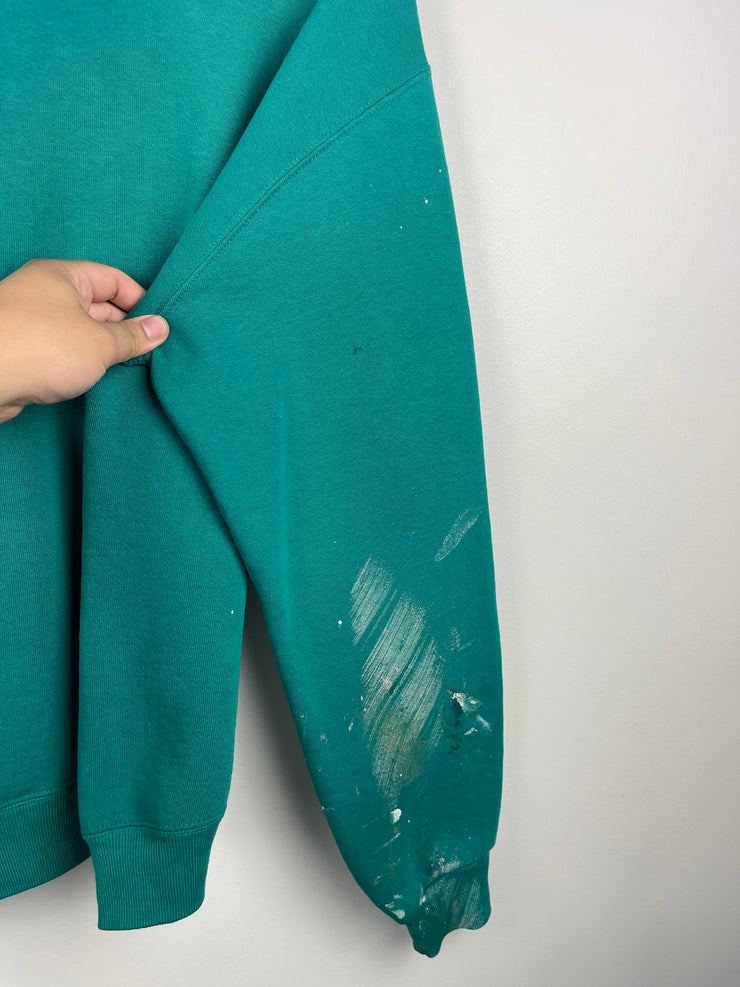 Vintage 70s Russell Athletic Paint Splattered Teal Crewneck