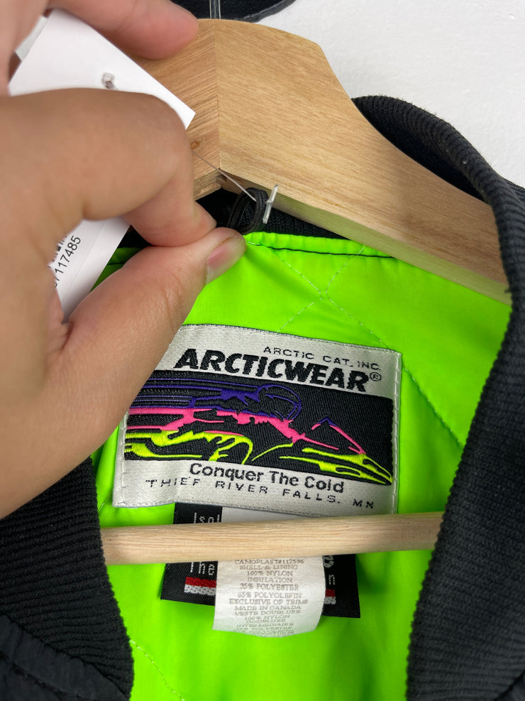 Vintage 90s Arctic Cat Black Nylon Bomber Jacket